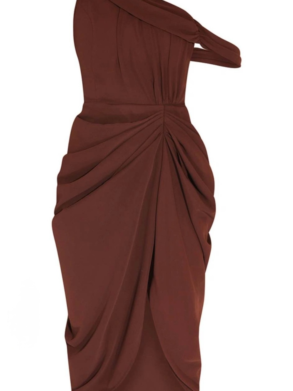 NWT PrettyLittleThing Chocolate Chiffon Draped Midi Dress 10 - Picture 5 of 10